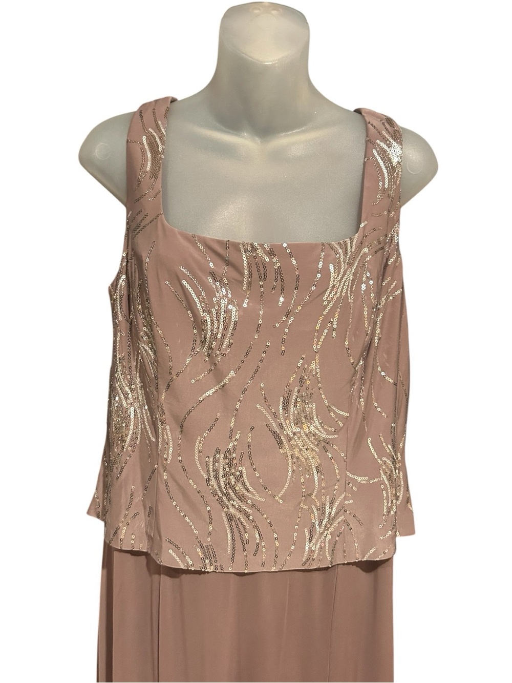 Alex Evenings Sequin Mock Two-Piece Dress with Jacket Size 14 Pewter and Silver - Picture 7 of 16